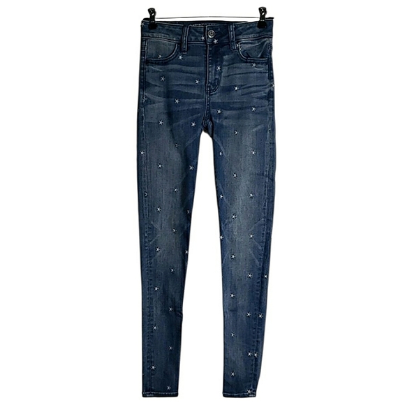 American Eagle Outfitters Denim - AEO American Eagle Outfitters High Rise Jegging Embroidered Star Blue Preppy 0